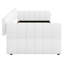 Grand lit plateforme tapissier avec chargement USB et lit gigogne, blanc, robuste et peu encombrant pour la chambre ou la chambre d'amis-1830654192