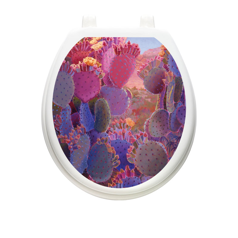 Décalcomanie de siège de toilette Southwestern Desert Cacti - couvercles de toilette en vinyle, Rond