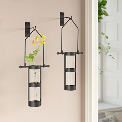 Ensemble de 2 vases mural en verre transparent