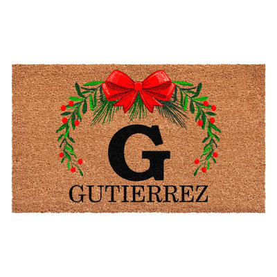 Paillasson couronne de Noël personnalisé, lettre G