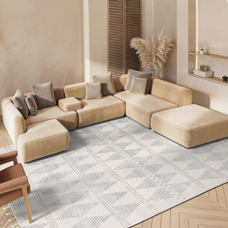 Severson Hand Woven Wool Geometric Rug, Rectangle 8' x 10'