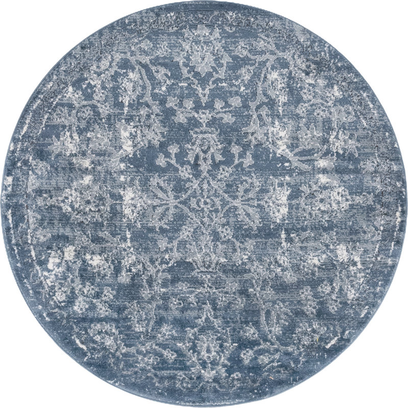 Charters Towers Oriental Blue Area Rug, Round 5'3"
