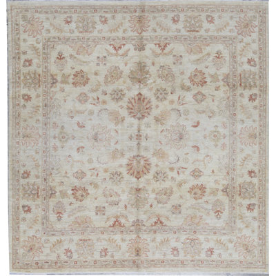 Tapis beige et rouge noué à la main de haute qualité