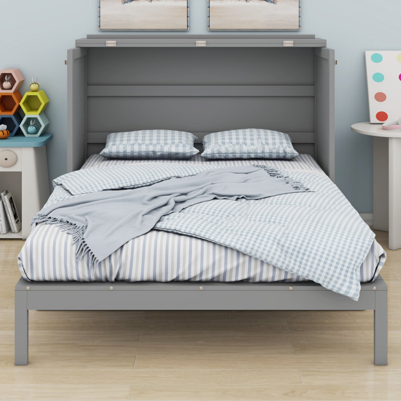 Lit escamotable avec grands tiroirs Murphy, Gris, Double