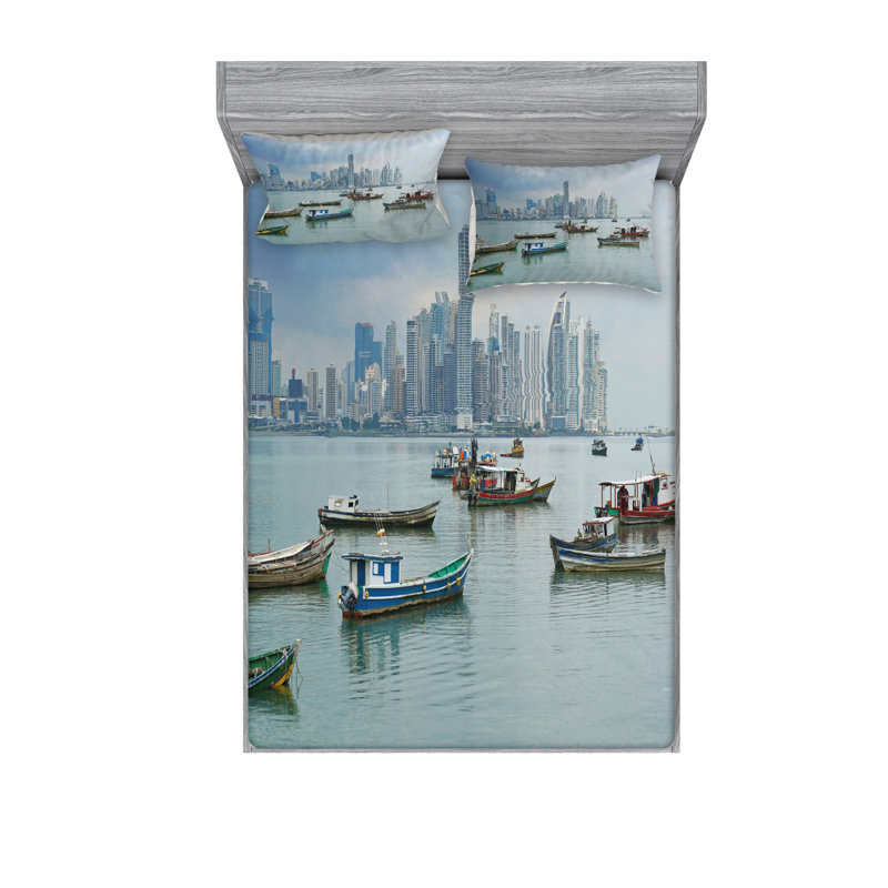 Ensemble de draps Panama Cityscape Pacific Coast, Ensemble de drap pour grand lit avec drap-housse