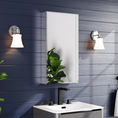Recessed or Surface Mount Aluminum Frameless Medicine Cabinet Mirrored Door and Adjustable Shelves