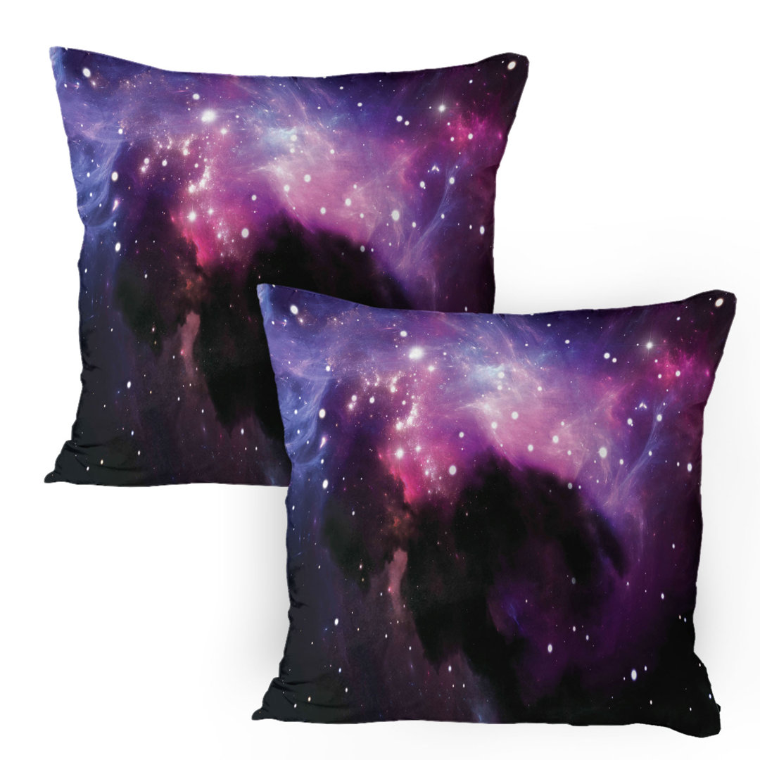 Kissenbezug Packung mit 2, Nebula Cosmos Bild, Lila Blau