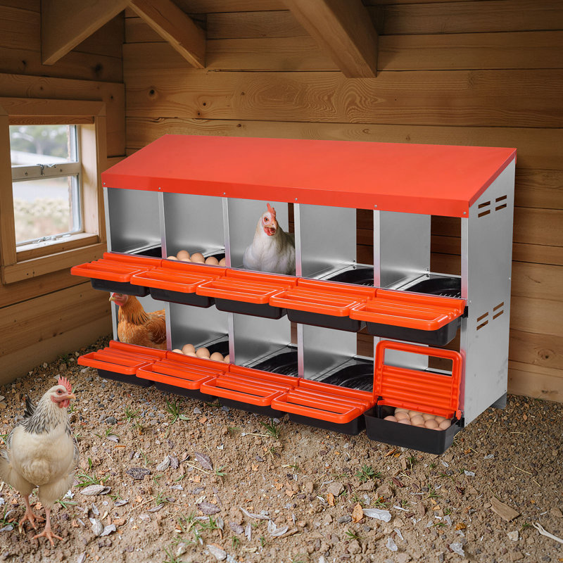 Boîte de nidification à poulets, 6 compartiments, 30 à 45 po, boîtes de nidification en métal résistantes à la corrosion et à la corrosion