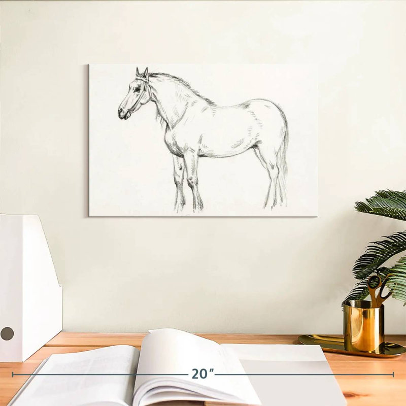 Brampt debout cheval 1818, H 8 po x l 12 po