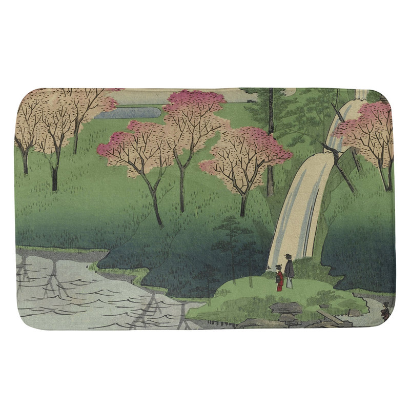 Tapis pour salle de bain chiyogaike étang, l 17 po x L 24 po, Beige / vert / noir