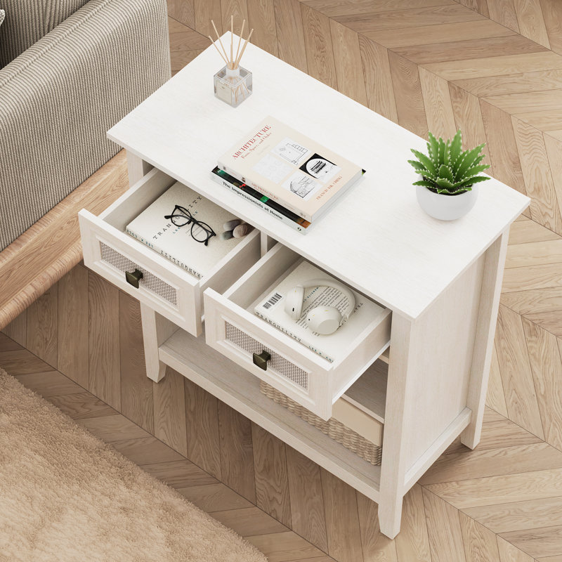 28'' 2 Drawer Accent Storage Cabinet,Set of 2, White