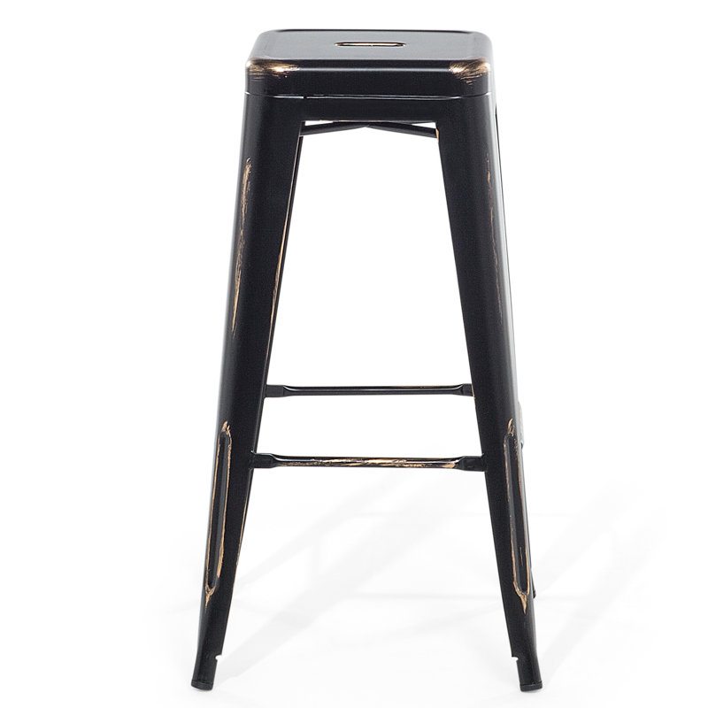 Redcar Counter Stool with Metal Frame, 76cm H x 36cm W x 36cm D, Black/Gold