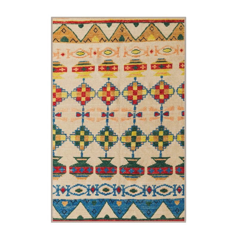 Tapis décoratif multicolore à motif abstrait, Rectangle 6 pi x 9 pi