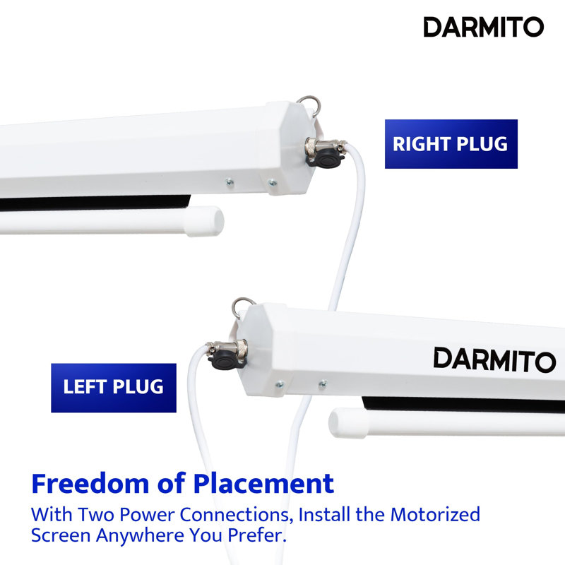 Darmito Dual-Plug Electric Projector Screen Projector Screen, 100 Inch