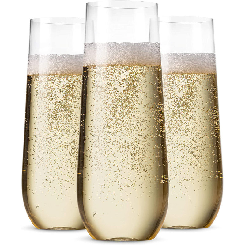 Flûte à champagne sans pied en plastique pour 48 invités