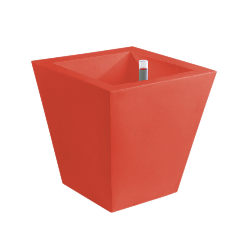 Cono Cuadrado - High Square Resin Cone Pot Planter - Self Watering, 11.75" H x 11.75" W x 11.75" D, Ecru