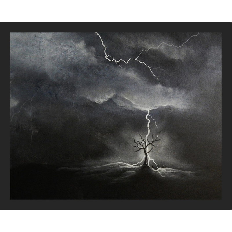 " Lightning " by Ed Capeau, 10.5" H x 12.5" W, Black Framed Paper, No Mat