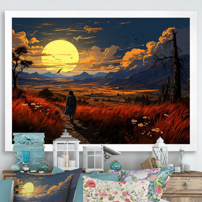 Coucher de soleil au coucher du soleil, chemin de paysage II - art mural paysage