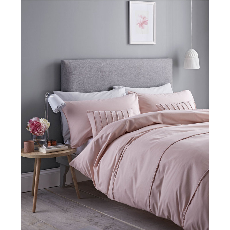 Pom Pom Duvet Cover Set, 230 x 220cm Duvet Cover + 2 Pillowcases, Blush