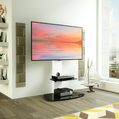 Latitude Run® TV Floor Stand Mount with Shelving, for TVs 32-65"