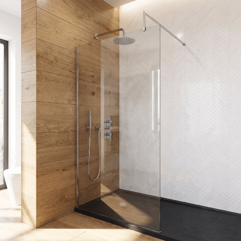 nuie 900mm Chrome Wetroom Screen, 898mm W