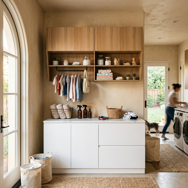 Laundry Cabinet Set With Wall Unit – Sink-Ready, Pull-Out Baskets, Anti-Moisture