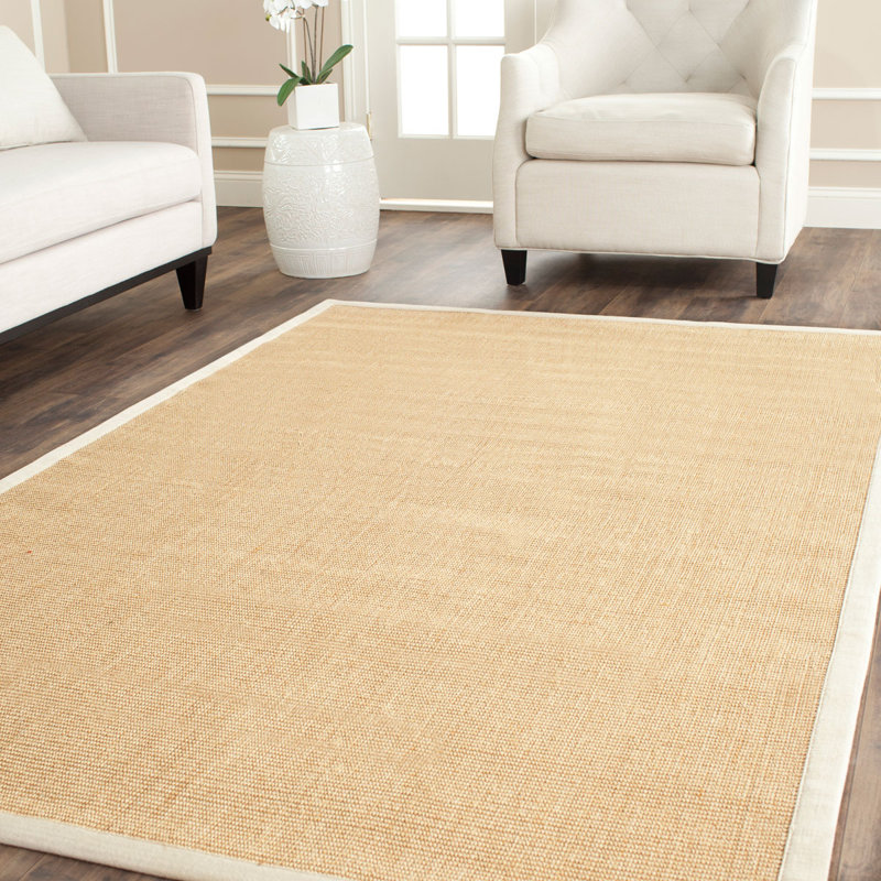 Nazli Natural Fiber Sisal With Latex Solid Color Rug, Rectangle 6' x 9'