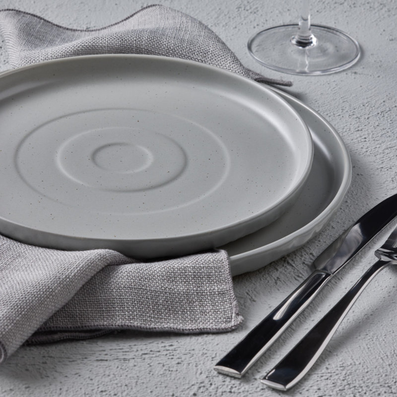 Shosai Stone by Mercer Project Shosai 16-Piece Dinnerware Set Stoneware, Grey Speckled