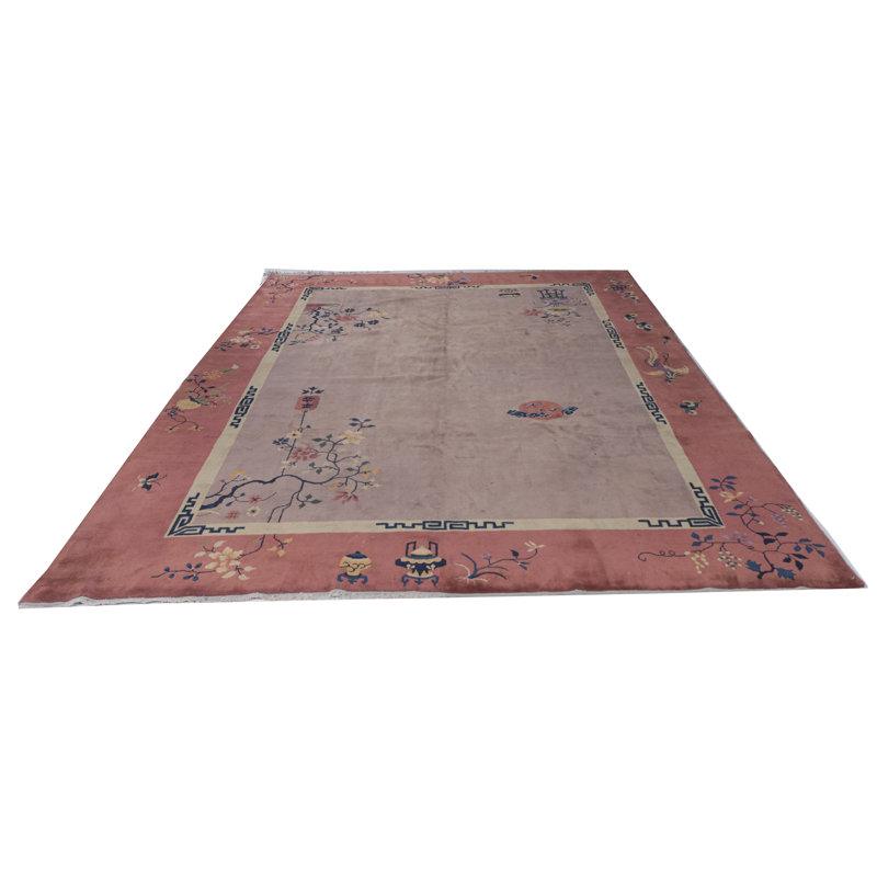 Tapis antique noué à la main art déco gris antique taupe-circa 1923 8 pi 10 po x 11 pi 2 po