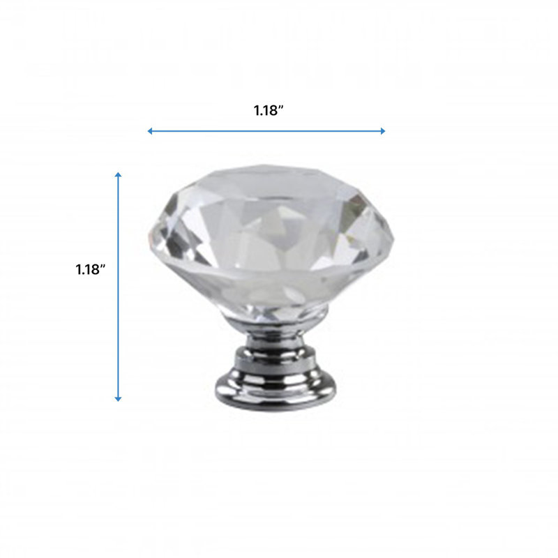 Ensemble de 3 poignées en verre avec poignées en forme de diamant