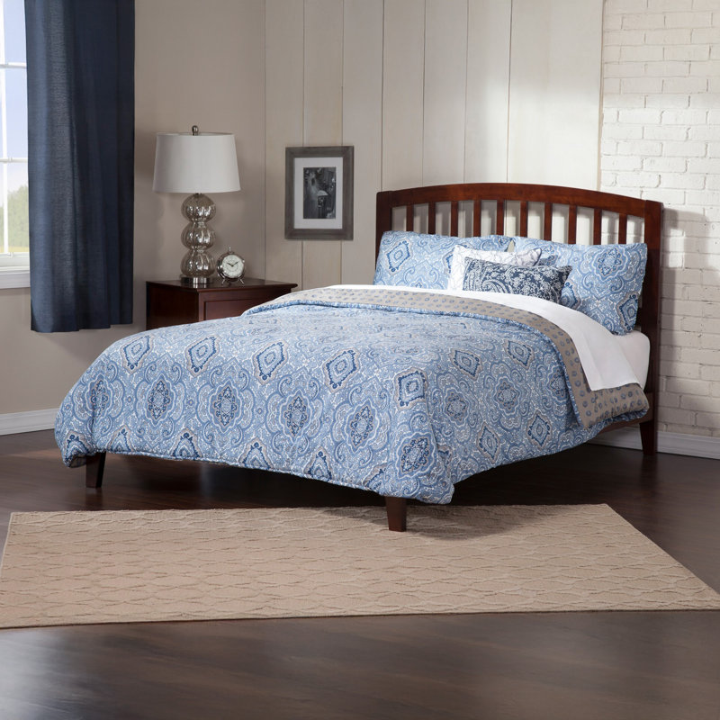 Teja Richmond Low Profile Solid Wood Platform Bed, Walnut, Queen