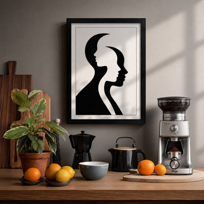 Silhouettes in Duality Minimalist - Framed Print