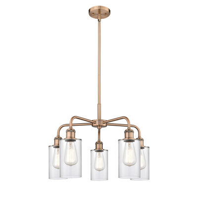 Ervine 5 - Light Steel Dimmable Cylinder Chandelier