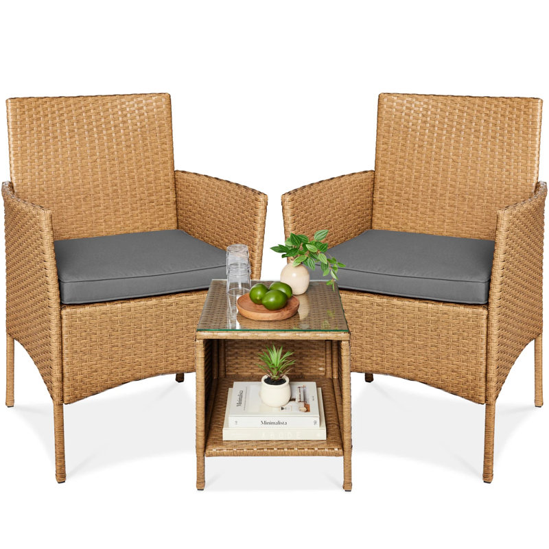 Patio Bistro Set, Gray, Beige