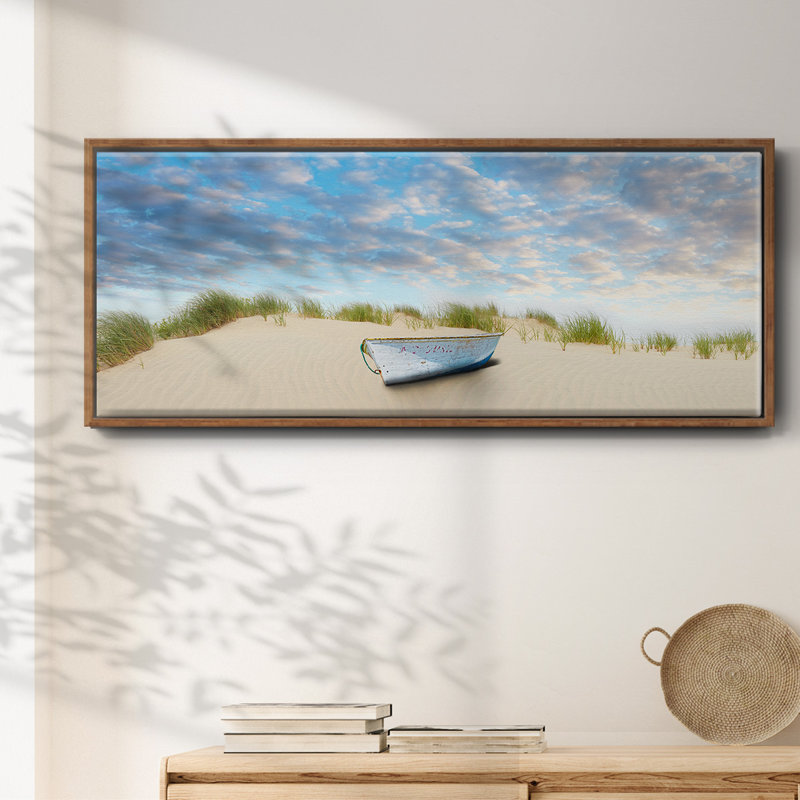 Plage encadrée sur toile, H 12 po x l 30 po x P 1,5 po, Noyer