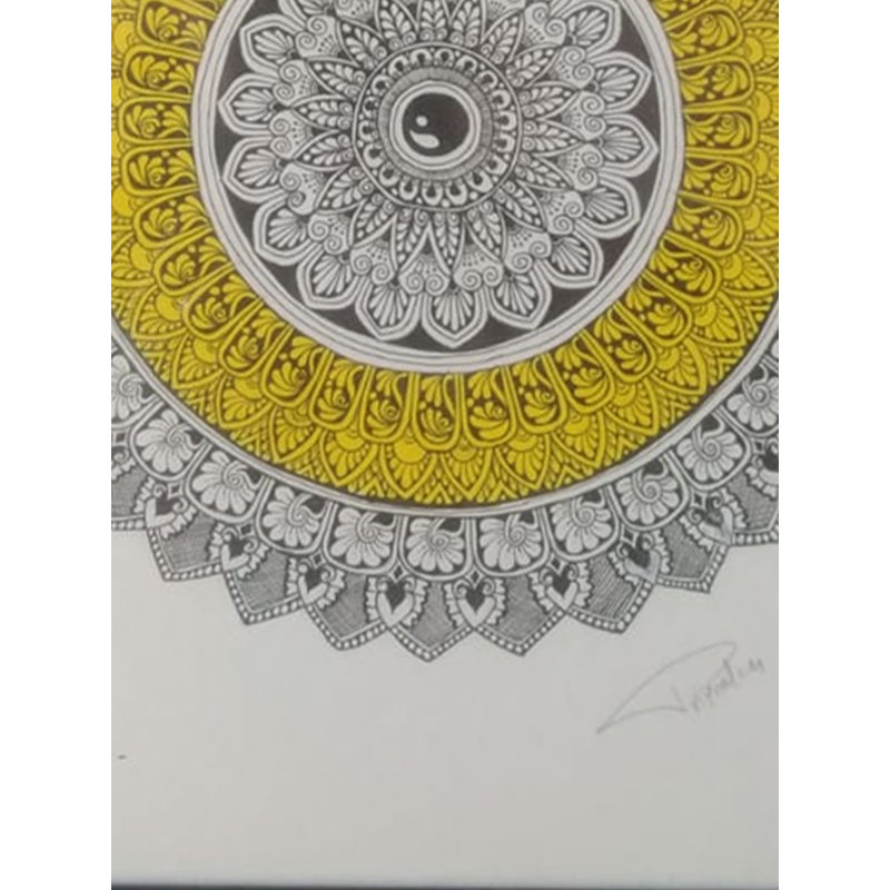 Chakra mandala avec cadre | Stylo sur toile | Par Priyank Gupta
