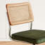 Ensemble de 4 chaises de salle à manger en rotin vert, chaises de cuisine modernes en bois de style Mid-Century, chaise de salle à manger en maille à dossier en filet, chaises design Cesca avec pieds en métal chromé-2028437263-2028437250