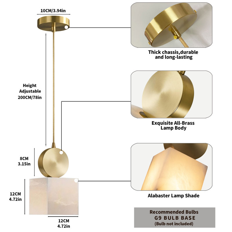 Alabaster Pendant Light Brass Luxury