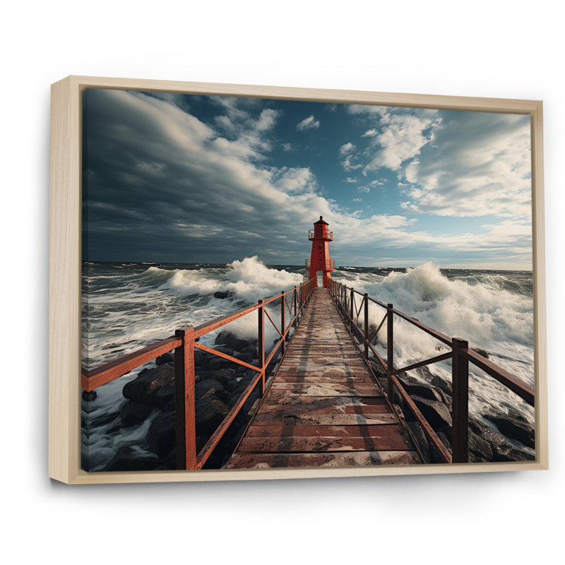 Pier Whispering Waves V - imprimé, 30" H x 40" W, Cadre naturel flottant