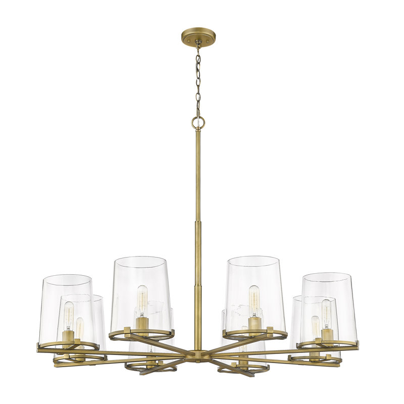 Catosha 8 - Light Dimmable Wagon Wheel Chandelier, Gold