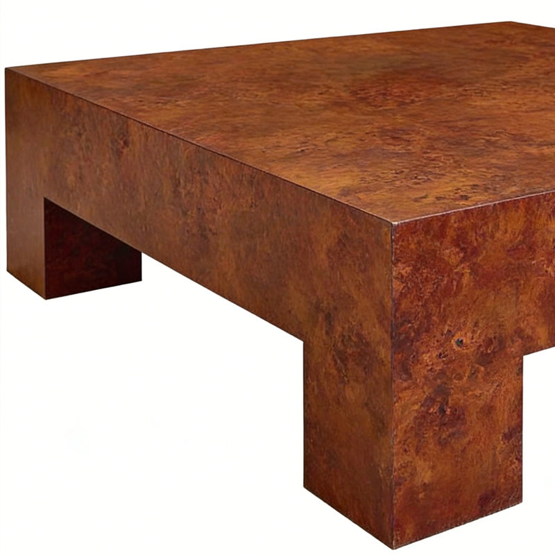Table basse carrée rétro de style français, H 13,8 po x L 43,3 po x l 43,3 po