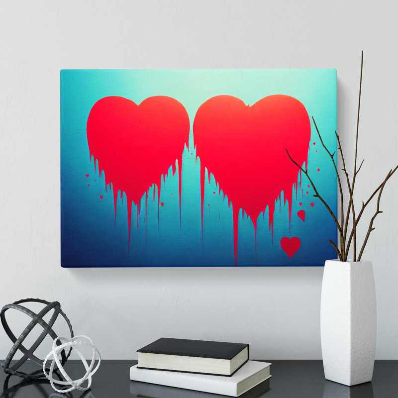 Love Heart Graffiti Art Abstract - Wrapped Canvas, 35cm H x 50cm W x 3cm D