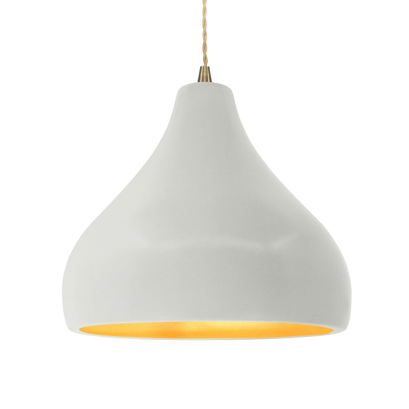 Luminaire suspendu à 1 lumière Meydan, Blanc mat / or champagne, Laiton antique, H 9,5 po x l 13,5 po x P 13,5 po