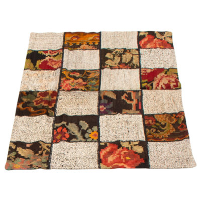 Tapis crème en laine tissé à plat à la main à motif rectangulaire Alixzander 3 pi 2 po x 4 pi 7 po
