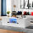 Modern High Glossy Rectangle Coffee Table With 2 Cabinets, One Drawer, 16 Colour Led Lights And An Open Shelf-573594052