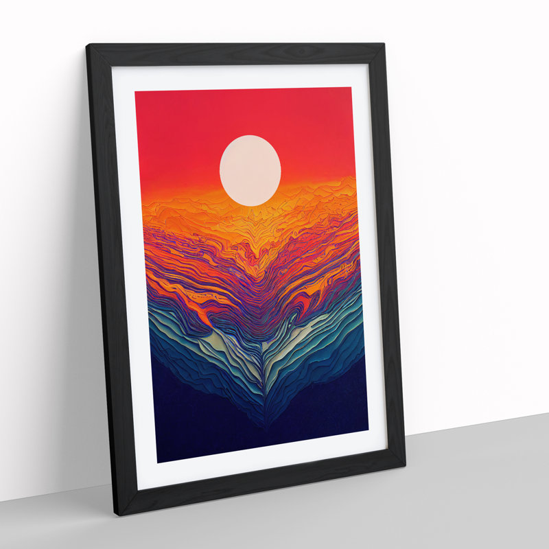 XV1022-3408X Passionate Abstract Sunset - Print, 36cm H x 27cm W, Black Framed