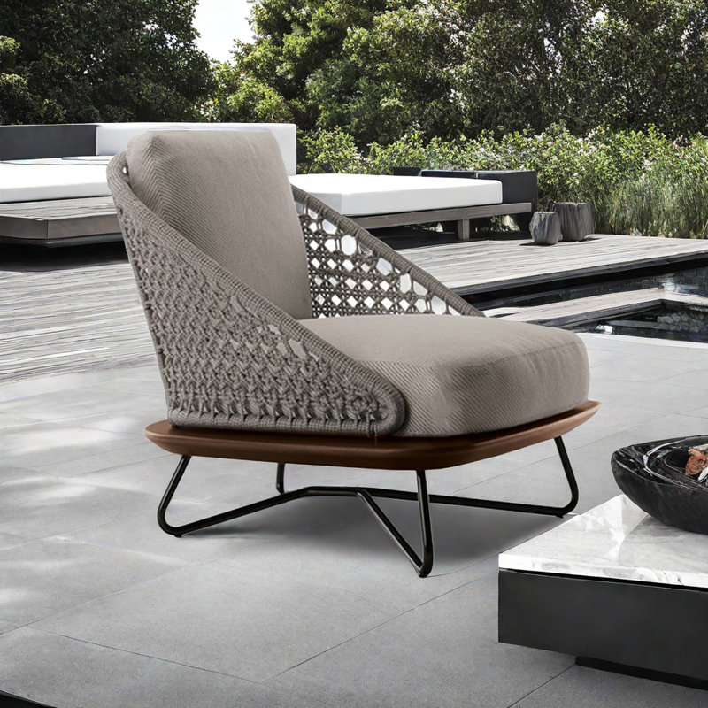 Premium Teak Outdoor Sofa Outdoor Lounge Chair, Gray