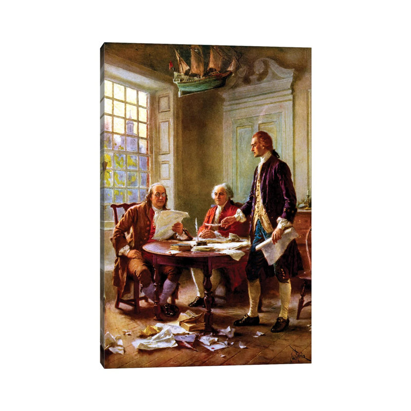 «Restored Peinture de l'écriture de la déclaration d'indépendence» par John Parrot - impression sur toile tendue