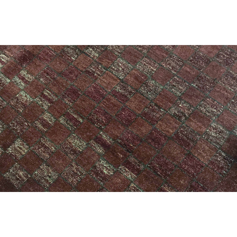 Hand-Knotted High-Quality Burgundy and Brown Area Rug