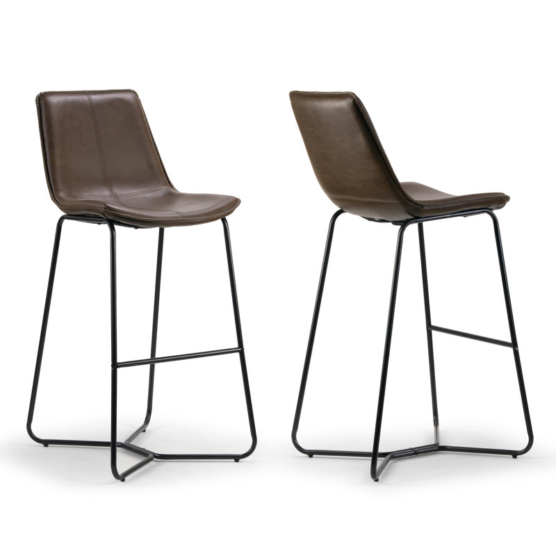 Tabouret de bar et de comptoir Alivia, Similicuir brun, Tabouret de bar (siège de 30 po de hauteur)